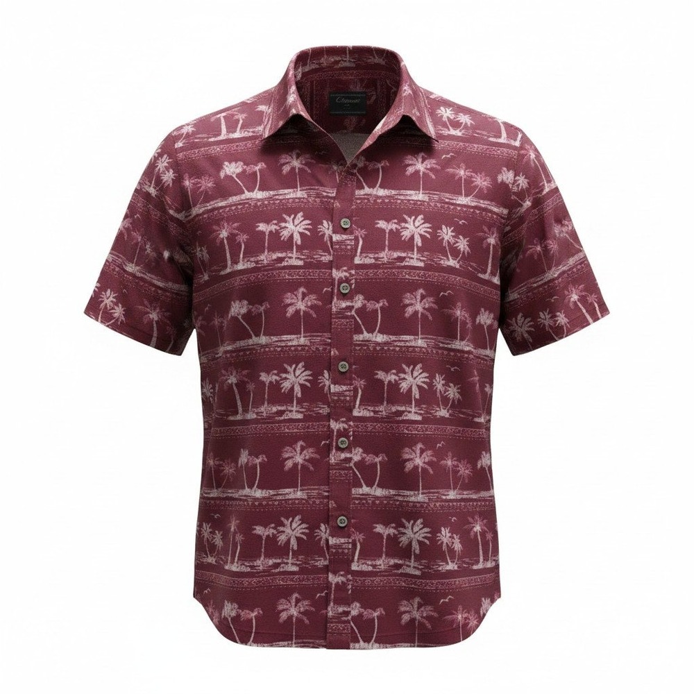 Texas A&M Polo Mens XL Maroon Palm Print Chiliwear Performance Hawaiian Vacation
